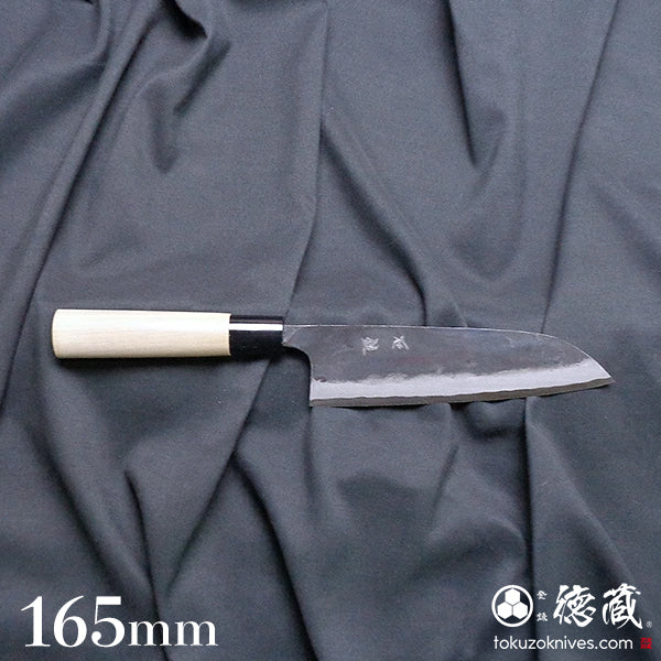 白一　黒打仕上　三徳包丁　朴柄