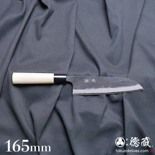 白一　黒打仕上　三徳包丁　朴柄