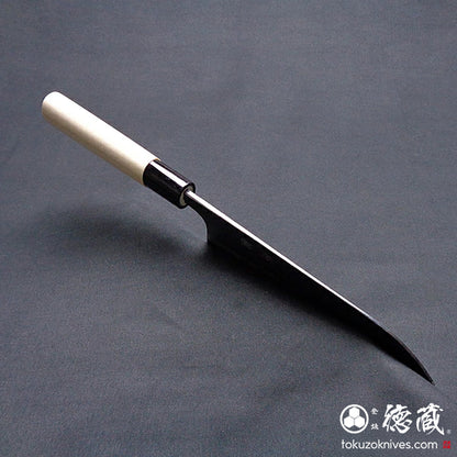 白一　黒打仕上　三徳包丁　朴柄