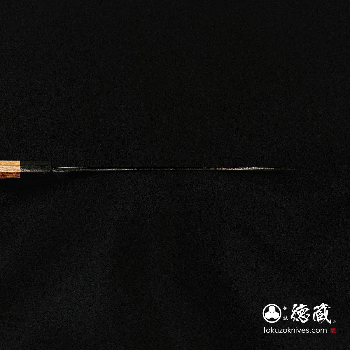 青二　ダマスカス　黒打仕上　筋引包丁　胡桃八角柄