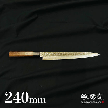 AUS10 Sujihiki 刀 Damarose 八角形手柄