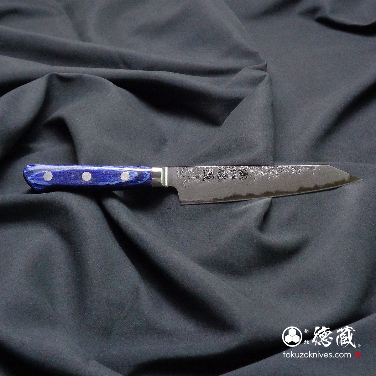 青二　切付ペティ包丁　青ハンドル