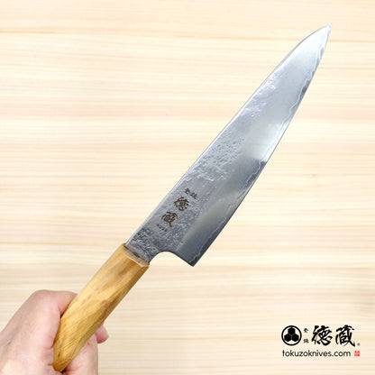 AUS8　梨地仕上　SC三徳包丁　オリーブ柄