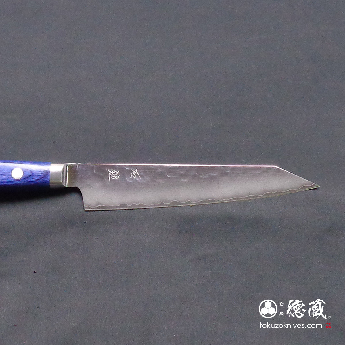 AUS10　切付ペティ包丁　青ハンドル