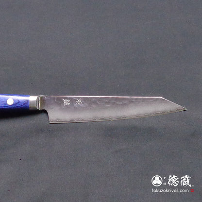 AUS10　切付ペティ包丁　青ハンドル
