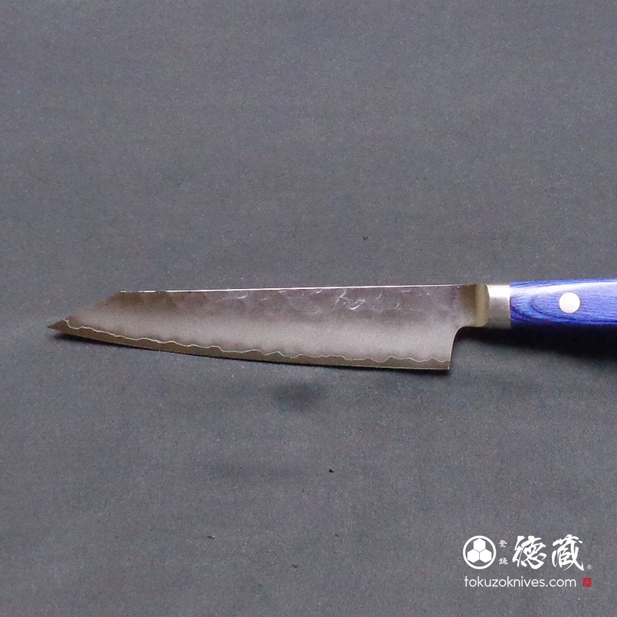 AUS10　切付ペティ包丁　青ハンドル