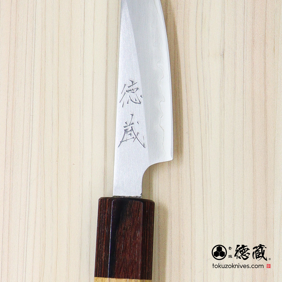 白一　ペティナイフ　ケヤキ八角柄