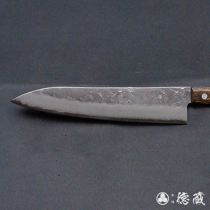 Ginsan, matte finish, chef's knife, dark brown handle, no ferrule, full-thread