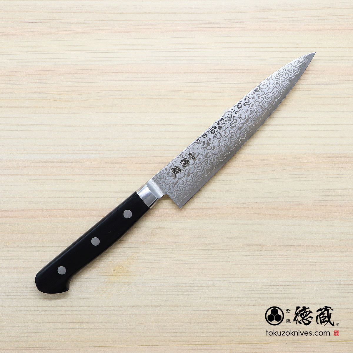 VG10 Damascus Petty Knife Black Handle