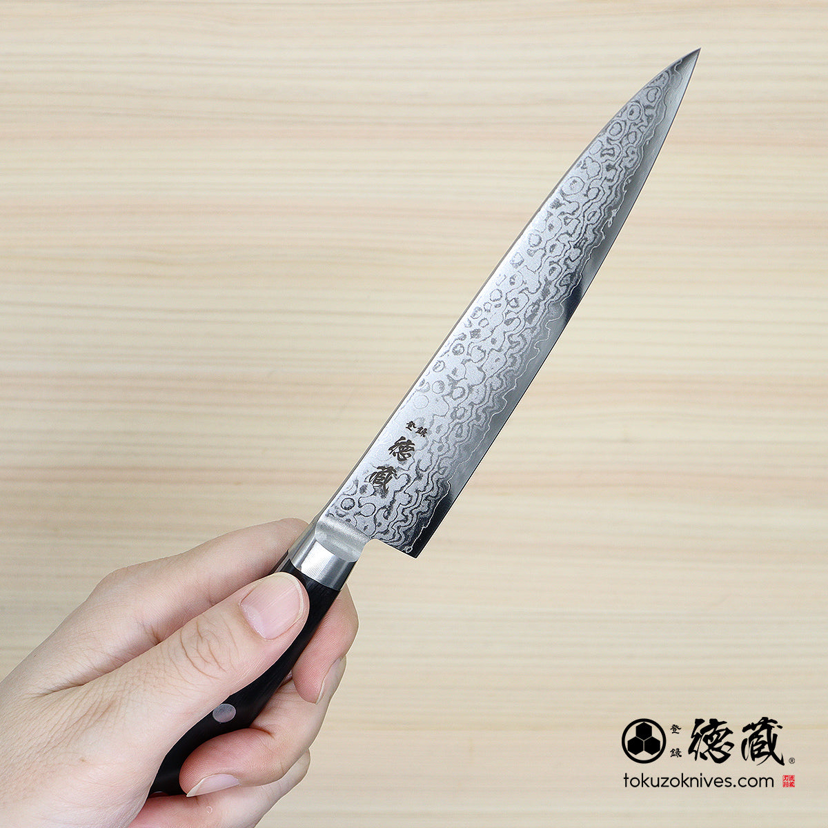 VG10 Damascus Petty Knife Black Handle