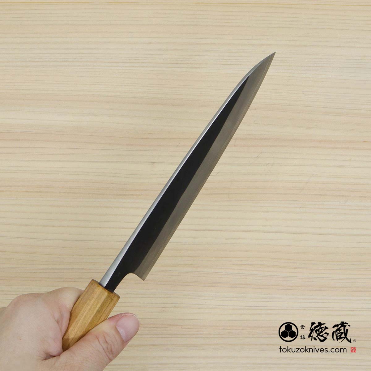 白二　黒打仕上　ペティナイフ　サクラ八角柄