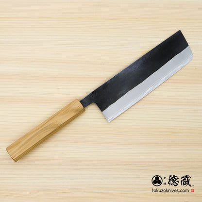 白二　黒打仕上　菜切包丁　サクラ八角柄
