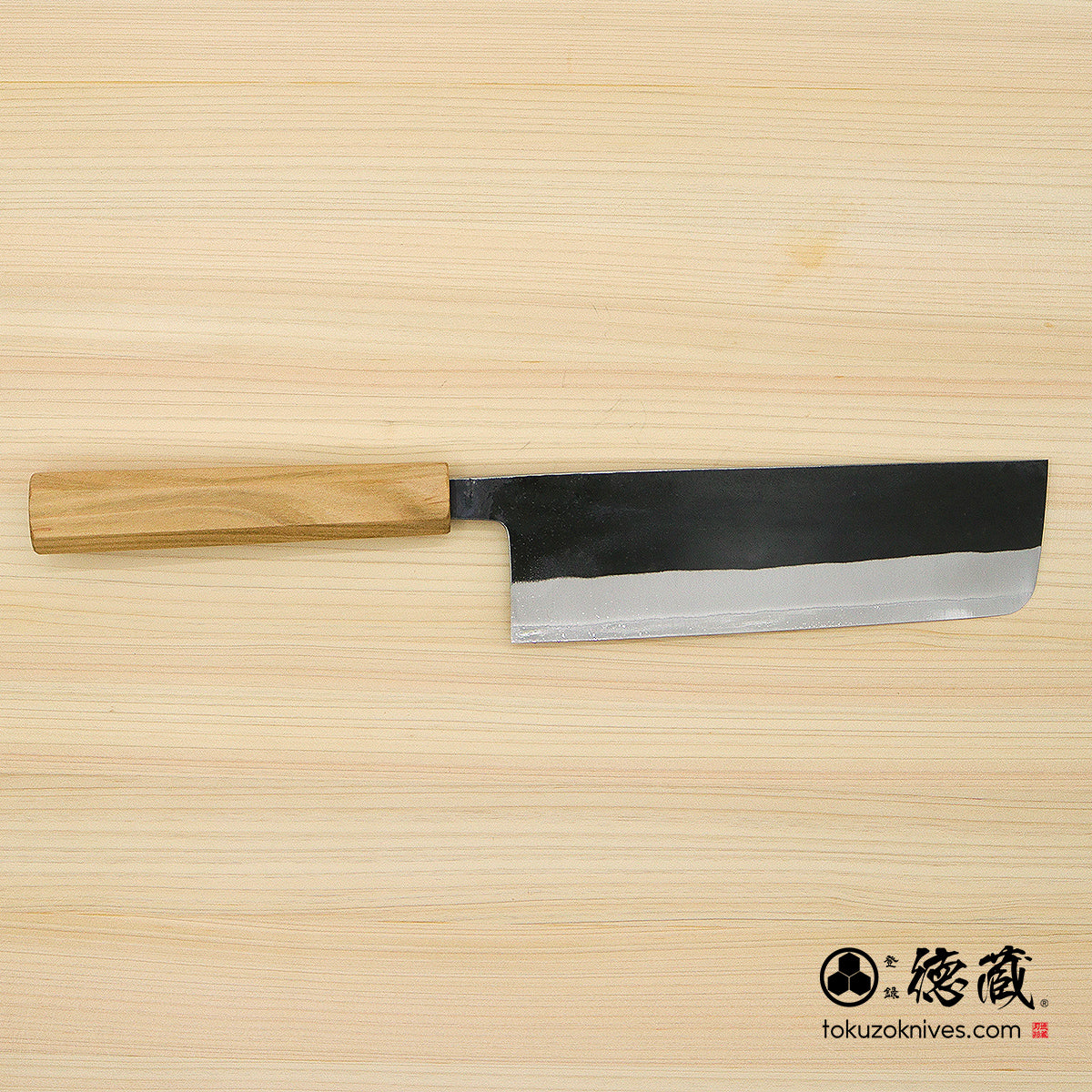 白二　黒打仕上　菜切包丁　サクラ八角柄