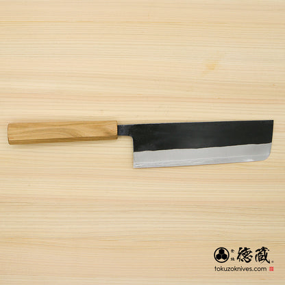 白二　黒打仕上　菜切包丁　サクラ八角柄