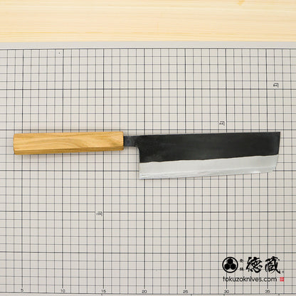 白二　黒打仕上　菜切包丁　サクラ八角柄