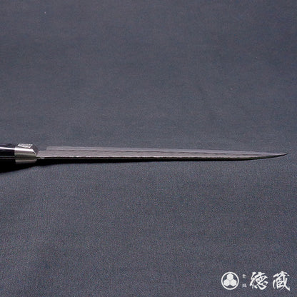 AUS8　槌目仕上　三徳包丁　黒ハンドル
