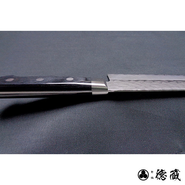 AUS8　槌目仕上　三徳包丁　黒ハンドル