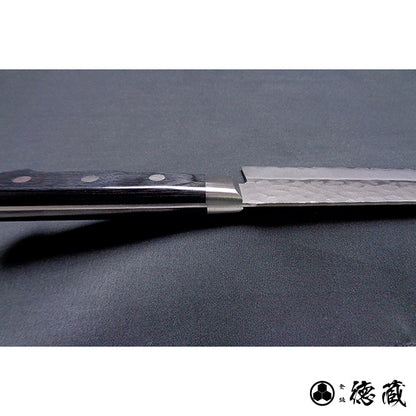 AUS8　槌目仕上　三徳包丁　黒ハンドル