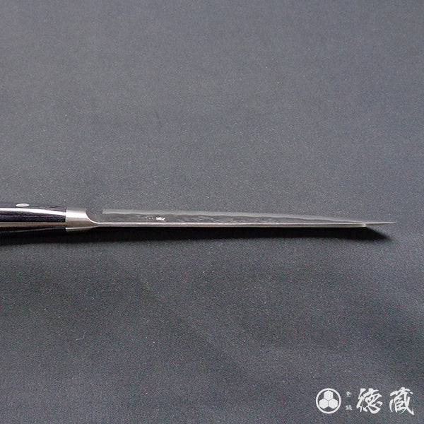 銀三　梨地仕上　ペティナイフ　黒ハンドル