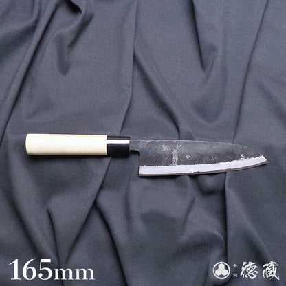 青二　黒打仕上　三徳包丁　朴柄