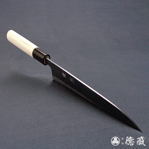 青二　黒打仕上　三徳包丁　朴柄