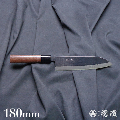 青二　黒打仕上　三徳包丁　胡桃柄