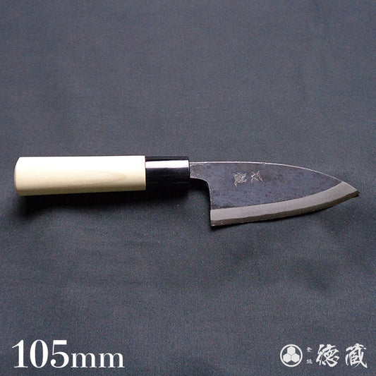 青二　黒打仕上　小出刃包丁　朴柄