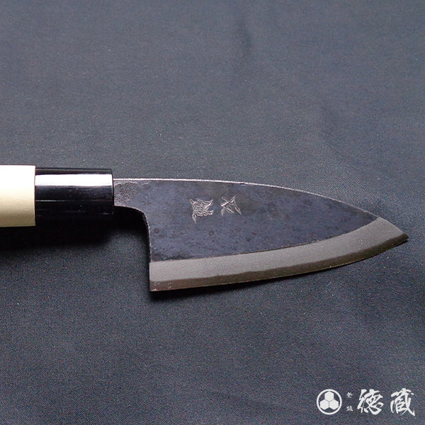 青二　黒打仕上　小出刃包丁　朴柄
