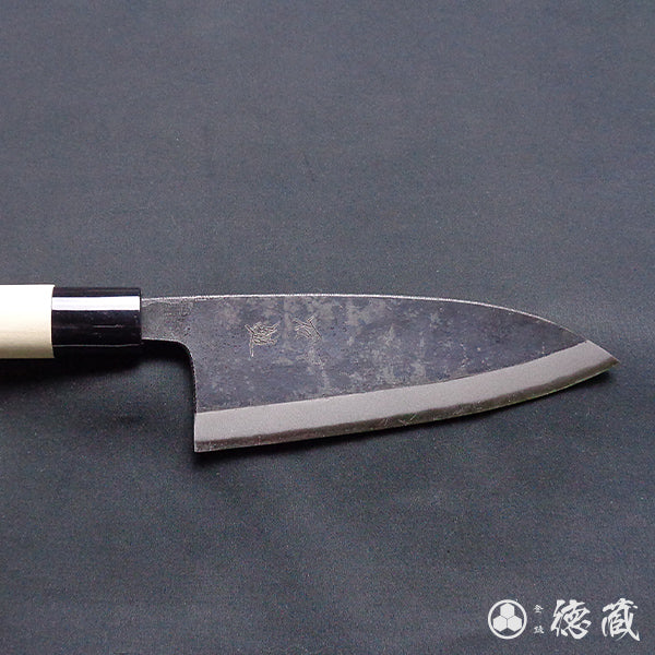 Blue-2  blackened finish  Thick Deba-knife  Park handle