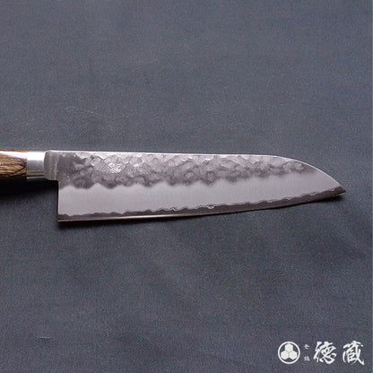 青Ｓ　槌目仕上　三徳包丁　焦茶ハンドル