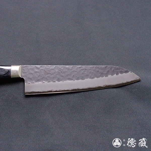 青Ｓ　黒肌槌目仕上　三徳包丁　黒ハンドル