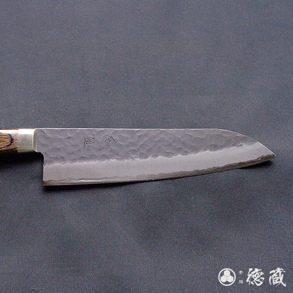 青Ｓ　黒肌槌目仕上　三徳包丁　焦茶ハンドル