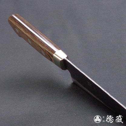 青Ｓ　黒肌槌目仕上　三徳包丁　焦茶ハンドル