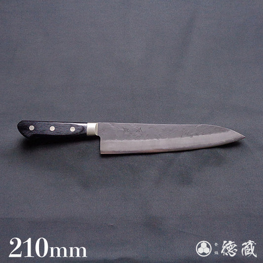 blue super carbon steel   hammered black surface finish  Gyutou-knife (chef's knife)   black handle