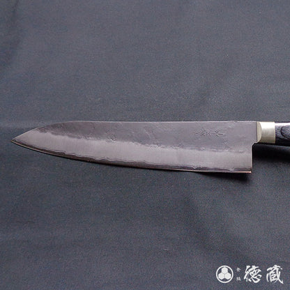 青Ｓ　黒肌槌目仕上　牛刀包丁　黒ハンドル