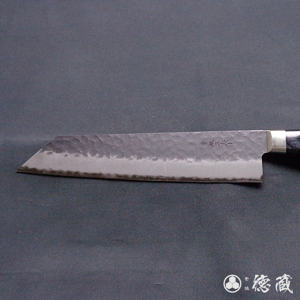 青Ｓ　黒肌槌目仕上　切付包丁　黒ハンドル