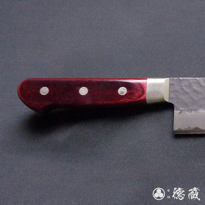 青Ｓ　黒肌槌目仕上　切付包丁　赤ハンドル