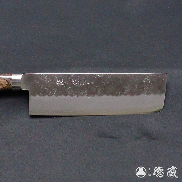 銀三　梨地仕上　菜切包丁　焦茶ハンドル