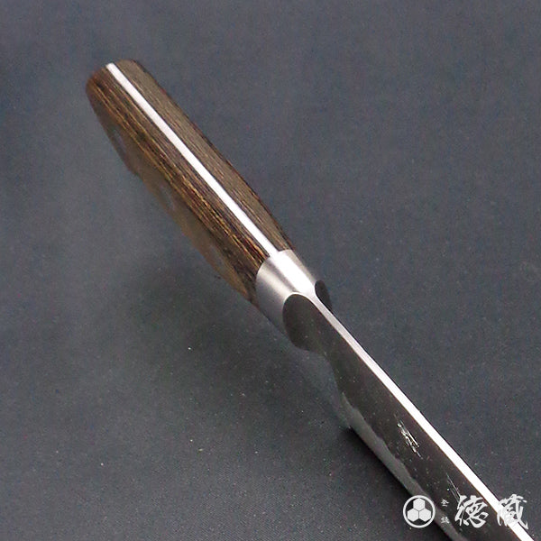 銀三　梨地仕上　菜切包丁　焦茶ハンドル