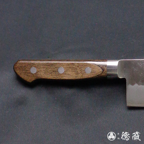 銀三　梨地仕上　菜切包丁　焦茶ハンドル
