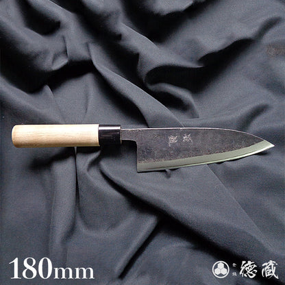青二　黒打仕上　厚出刃包丁　胡桃柄
