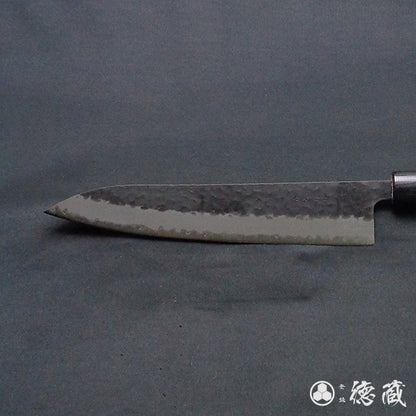 青Ｓ　黒肌槌目仕上　牛刀包丁　紫檀柄