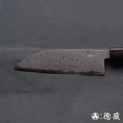 青二　ダマスカス　磨き仕上　三徳包丁　胡桃柄