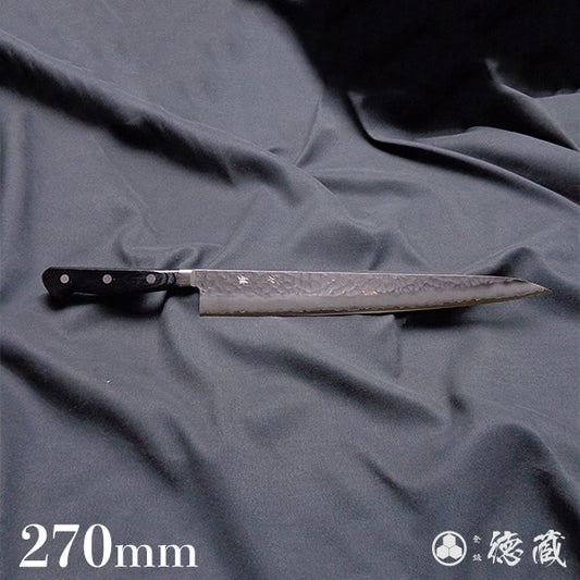 AUS8　槌目仕上　筋引包丁　黒ハンドル