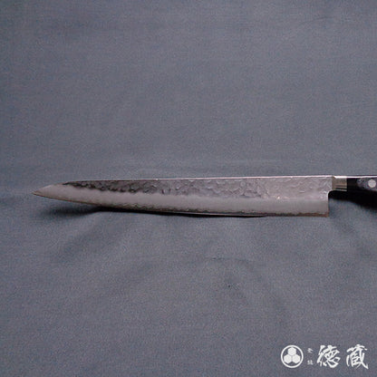 AUS8　槌目仕上　筋引包丁　黒ハンドル