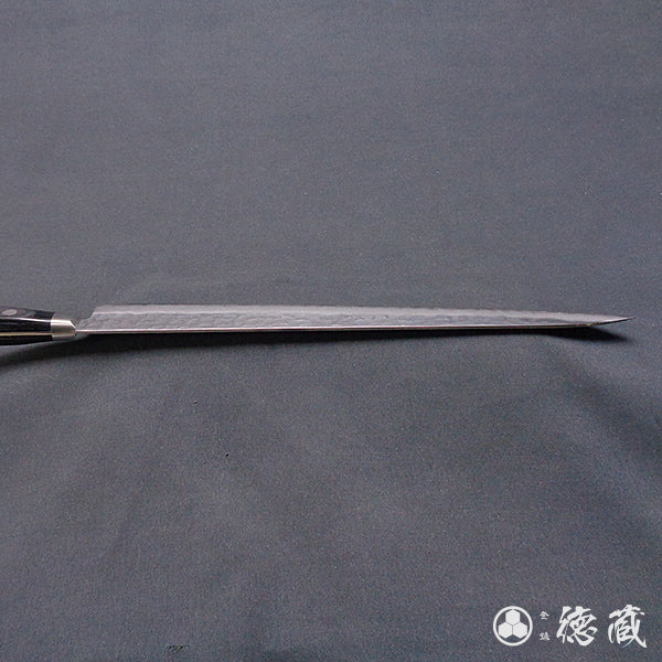 AUS8　槌目仕上　筋引包丁　黒ハンドル
