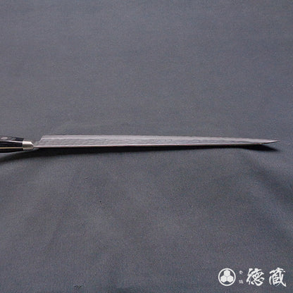 AUS8　槌目仕上　筋引包丁　黒ハンドル