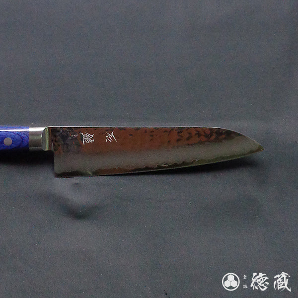VG10　ダマスカス　槌目仕上　三徳包丁　青ハンドル