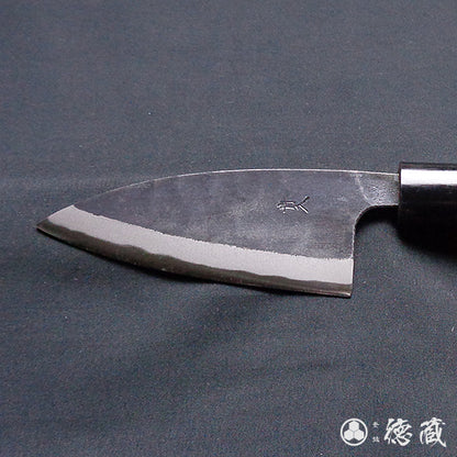 青二　黒打仕上　小出刃包丁　胡桃柄