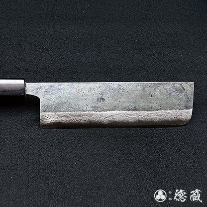 青二 大马士革 切菜刀 紫檀八角手柄
